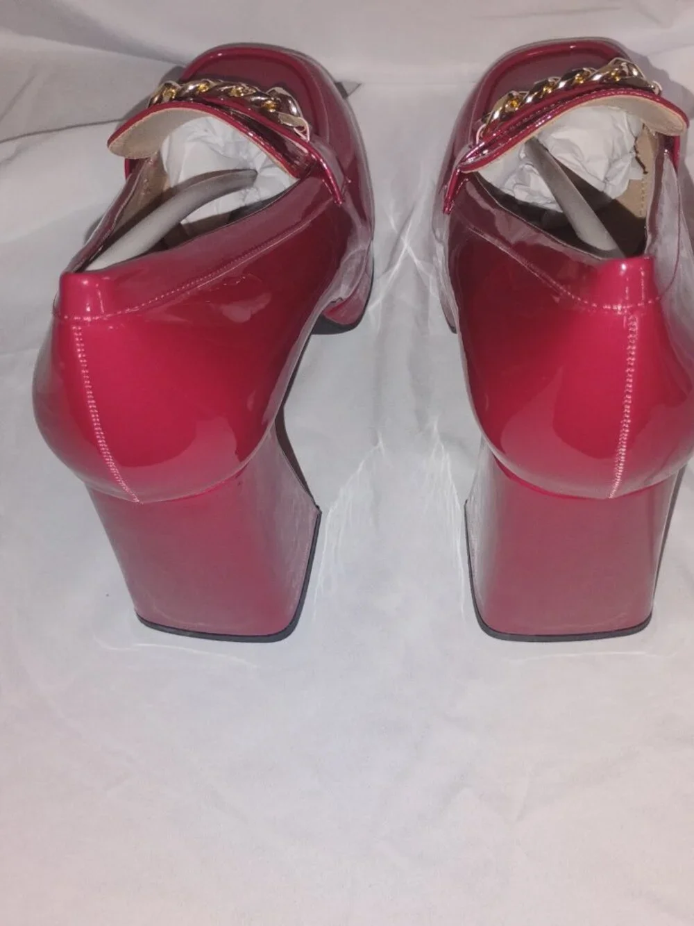 IDIFU IN4 Red Patent Platform Chunky Heel Loafers 9.5